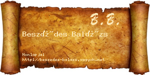 Beszédes Balázs névjegykártya